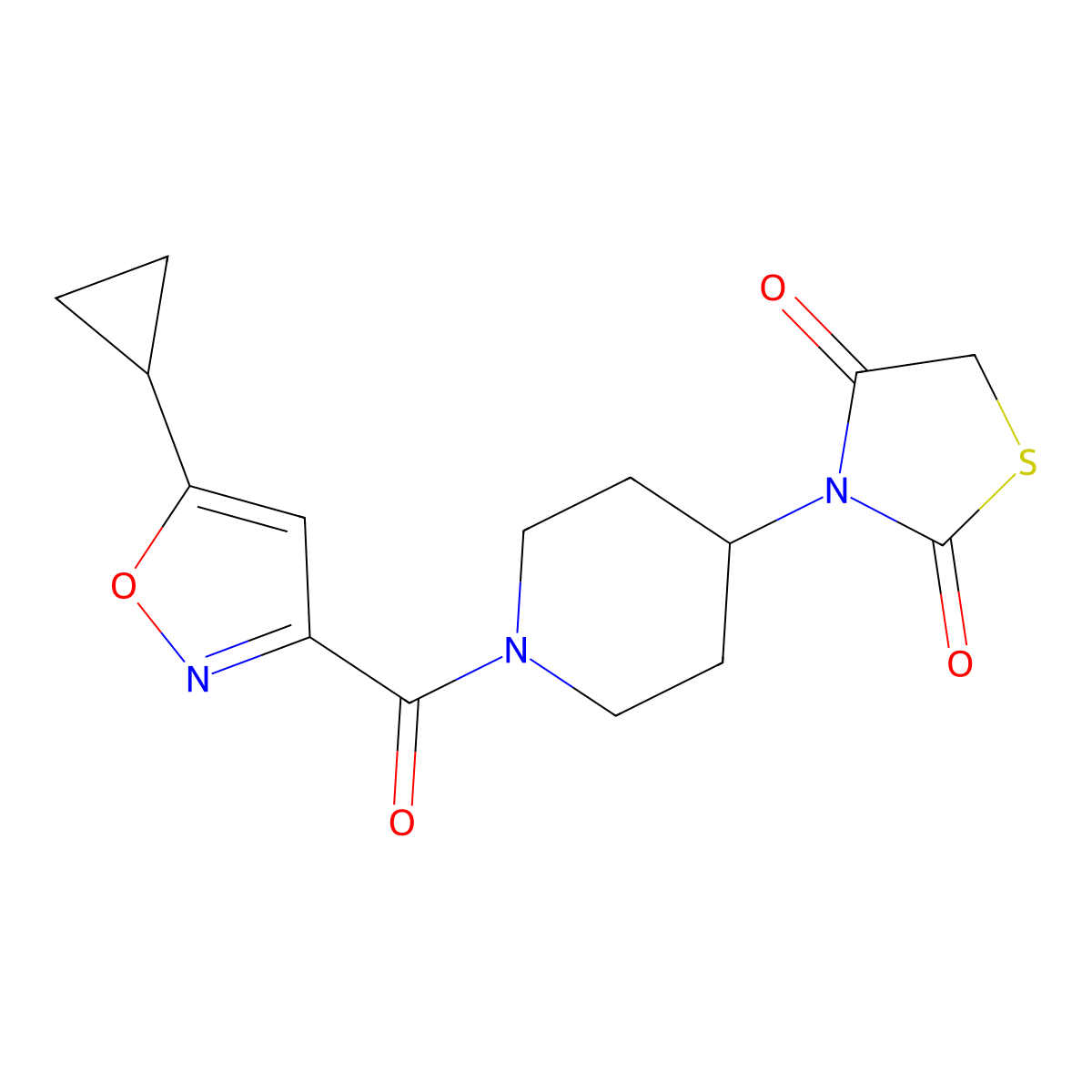 3-(1-(5-Cyclopropylisoxazole-3-carbonyl)piperidin-4-yl)thiazolidine-2,4-dione molecular structure, CAS 1798637-97-4