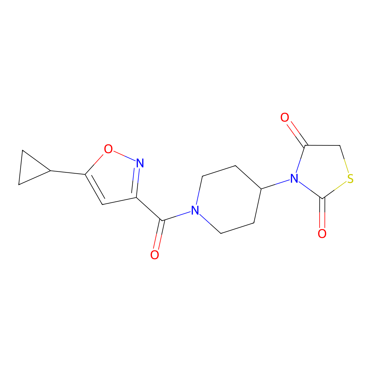 3-(1-(5-Cyclopropylisoxazole-3-carbonyl)piperidin-4-yl)thiazolidine-2,4-dione molecular structure, CAS 1798637-97-4