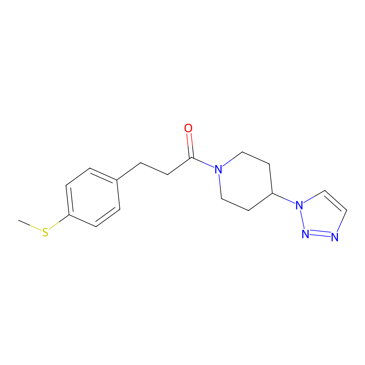 1-(4-(1H-1,2,3-triazol-1-yl)piperidin-1-yl)-3-(4-(methylthio)phenyl)propan-1-one molecular structure, CAS 1798637-99-6