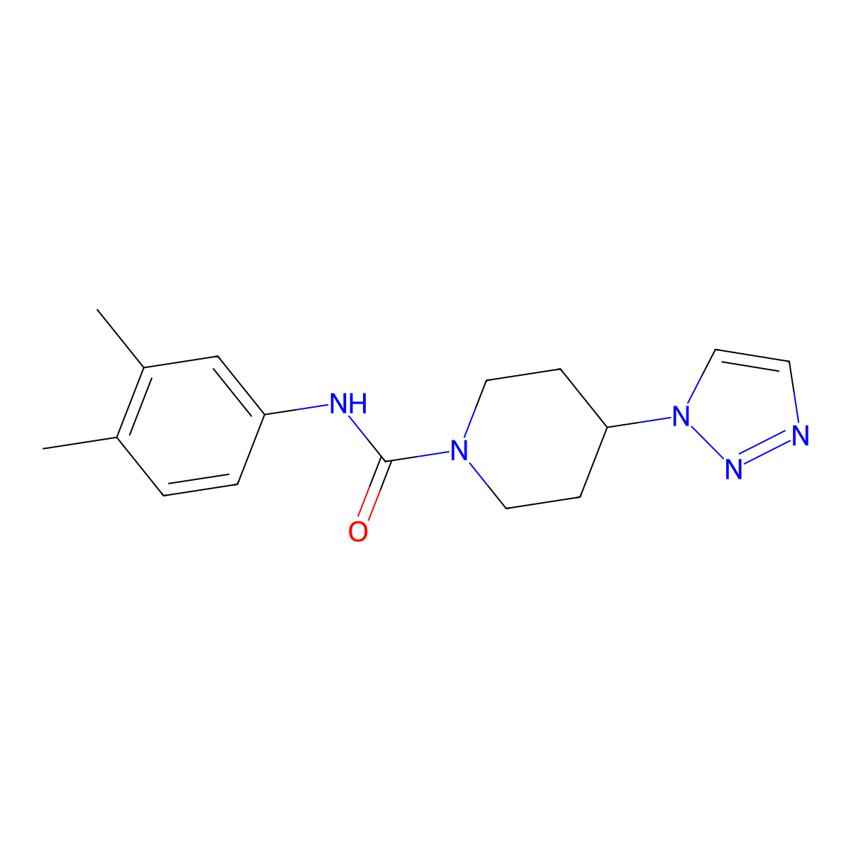 N-(3,4-dimethylphenyl)-4-(1H-1,2,3-triazol-1-yl)piperidine-1-carboxamide molecular structure, CAS 1798638-04-6