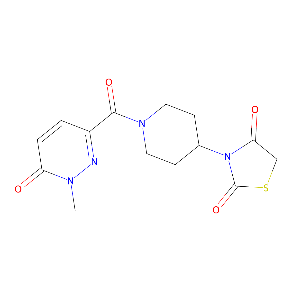3-(1-(1-Methyl-6-oxo-1,6-dihydropyridazine-3-carbonyl)piperidin-4-yl)thiazolidine-2,4-dione molecular structure, CAS 1798638-09-1