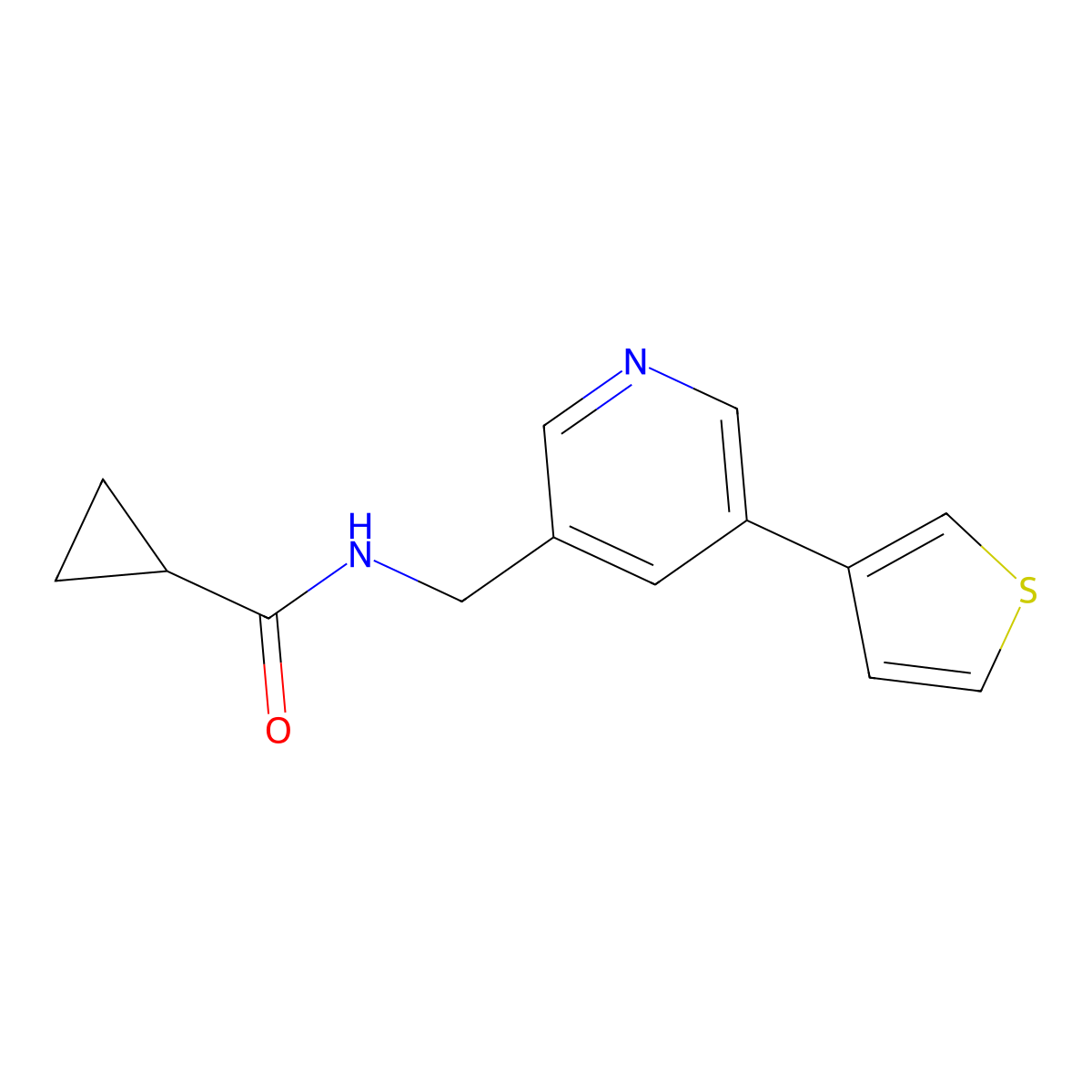 N-{[5-(thiophen-3-yl)pyridin-3-yl]methyl}cyclopropanecarboxamide molecular structure, CAS 1798638-11-5