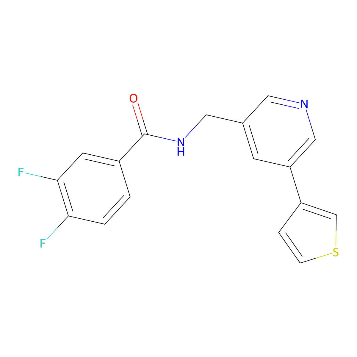 3,4-difluoro-N-{[5-(thiophen-3-yl)pyridin-3-yl]methyl}benzamide molecular structure, CAS 1798638-18-2