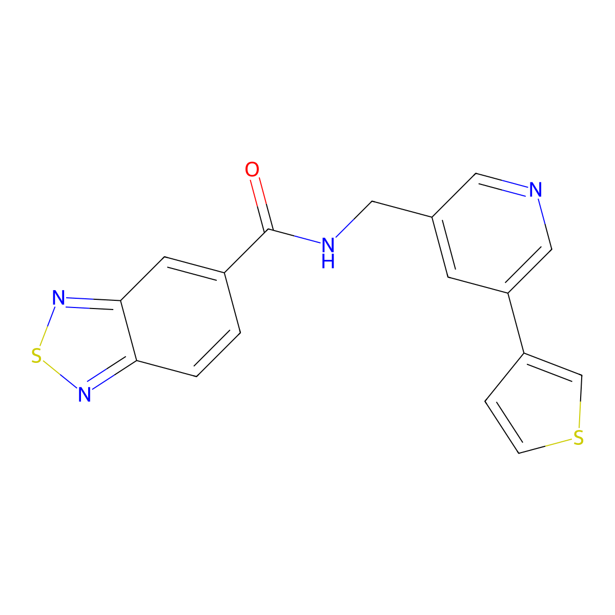 N-((5-(thiophen-3-yl)pyridin-3-yl)methyl)benzo[c][1,2,5]thiadiazole-5-carboxamide molecular structure, CAS 1798638-25-1