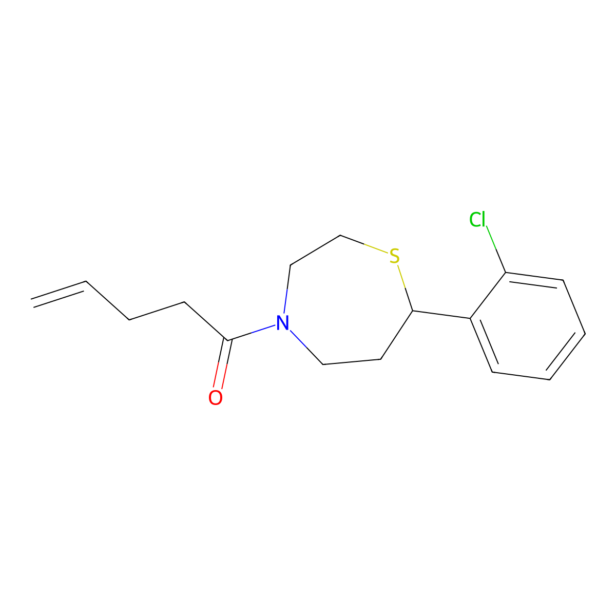 1-[7-(2-Chlorophenyl)-1,4-thiazepan-4-yl]pent-4-en-1-one molecular structure, CAS 1798638-27-3