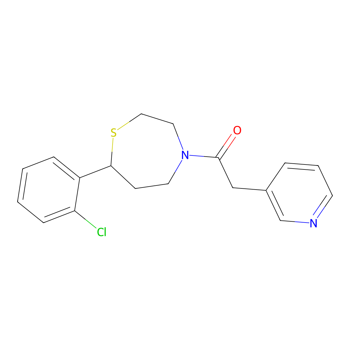1-(7-(2-Chlorophenyl)-1,4-thiazepan-4-yl)-2-(pyridin-3-yl)ethanone molecular structure, CAS 1798638-42-2