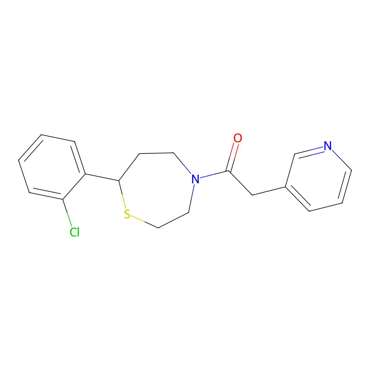 1-(7-(2-Chlorophenyl)-1,4-thiazepan-4-yl)-2-(pyridin-3-yl)ethanone molecular structure, CAS 1798638-42-2