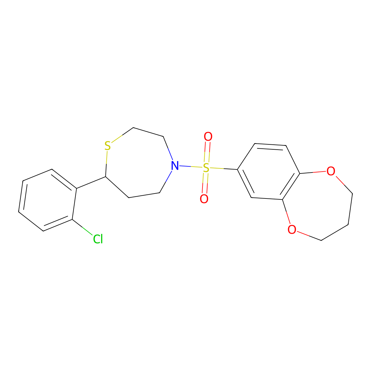 7-(2-chlorophenyl)-4-((3,4-dihydro-2H-benzo[b][1,4]dioxepin-7-yl)sulfonyl)-1,4-thiazepane molecular structure, CAS 1798638-53-5