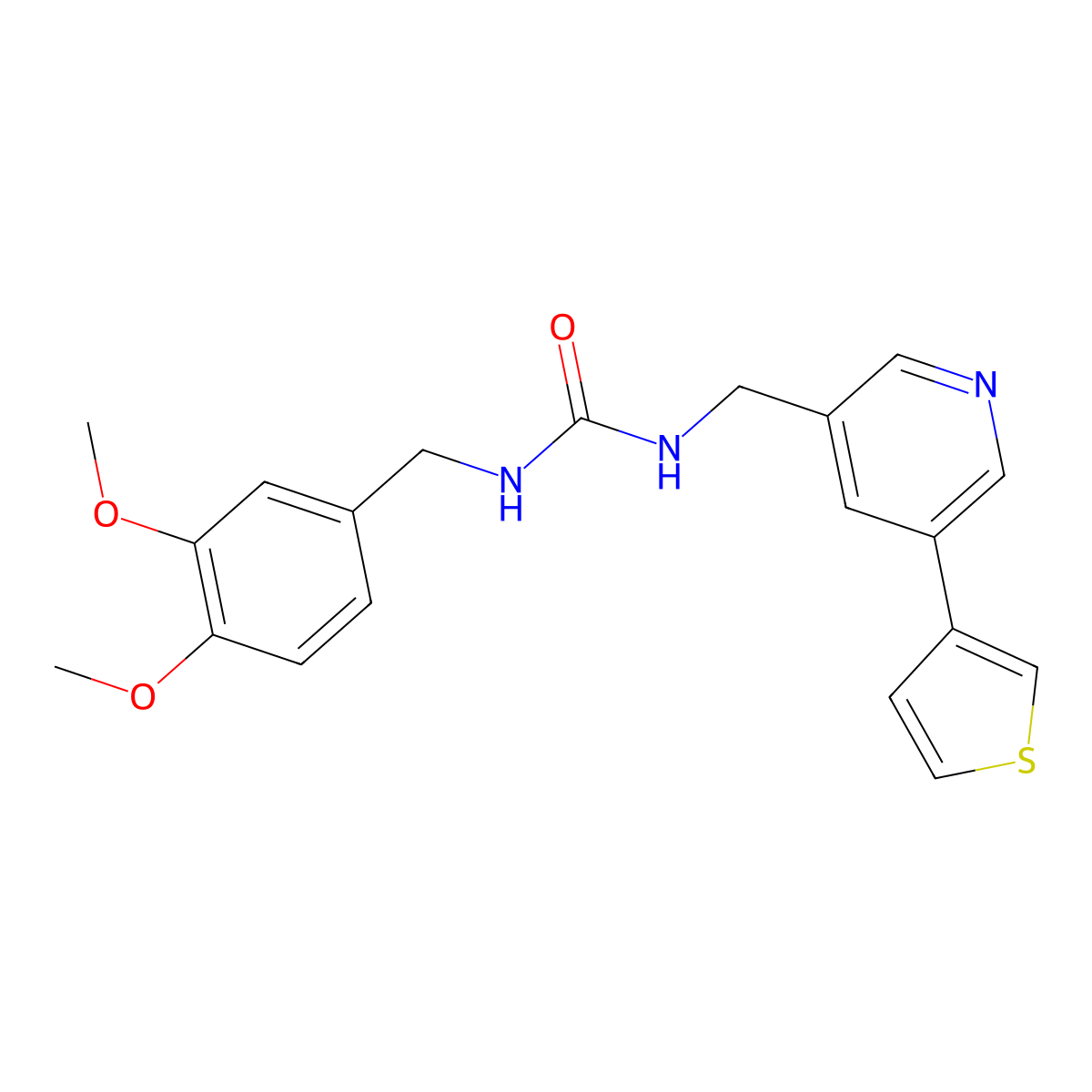 1-(3,4-Dimethoxybenzyl)-3-((5-(thiophen-3-yl)pyridin-3-yl)methyl)urea molecular structure, CAS 1798638-56-8