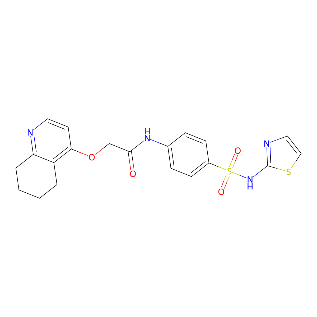 2-((5,6,7,8-tetrahydroquinolin-4-yl)oxy)-N-(4-(N-(thiazol-2-yl)sulfamoyl)phenyl)acetamide molecular structure, CAS 1798638-70-6