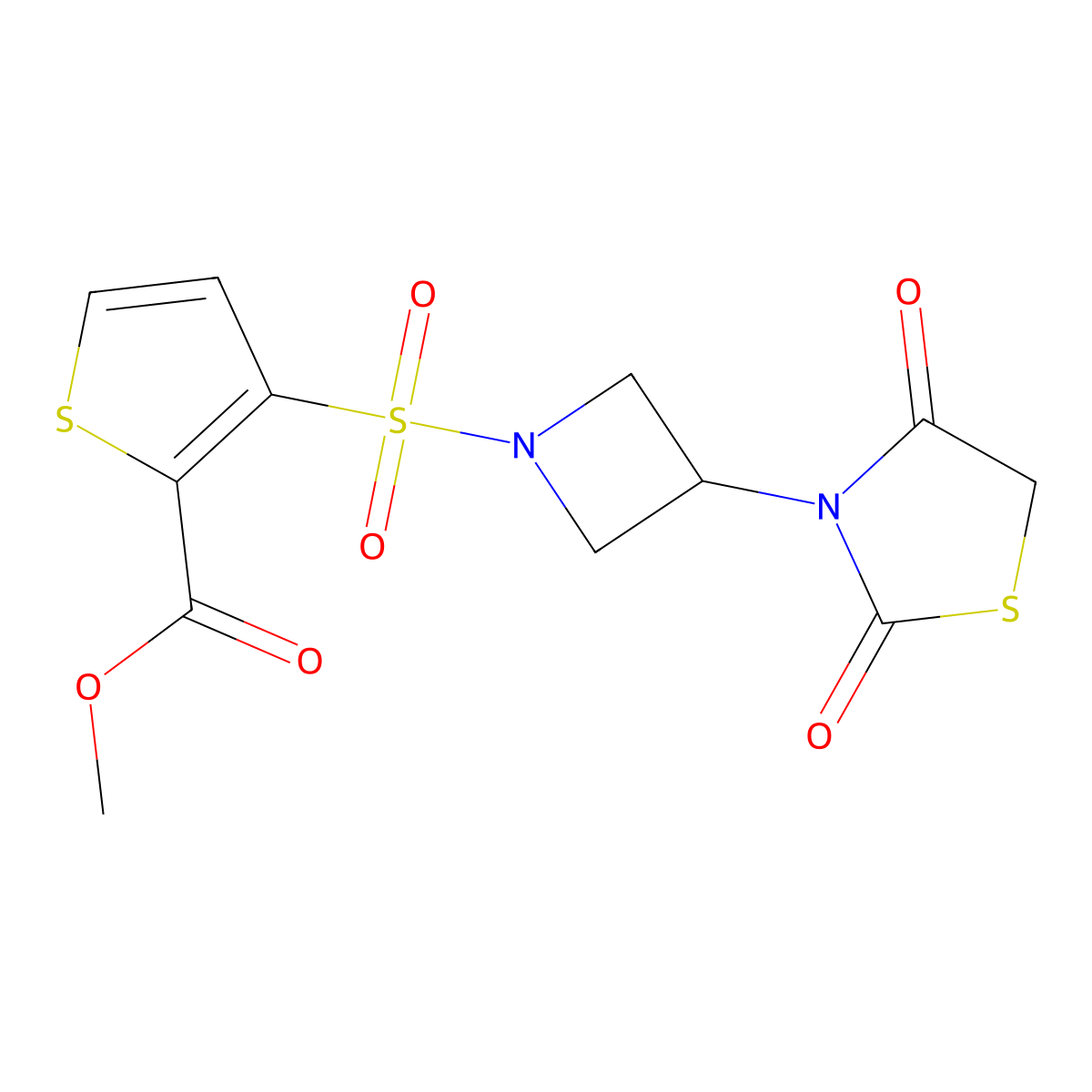 Methyl 3-((3-(2,4-dioxothiazolidin-3-yl)azetidin-1-yl)sulfonyl)thiophene-2-carboxylate molecular structure, CAS 1798639-31-2