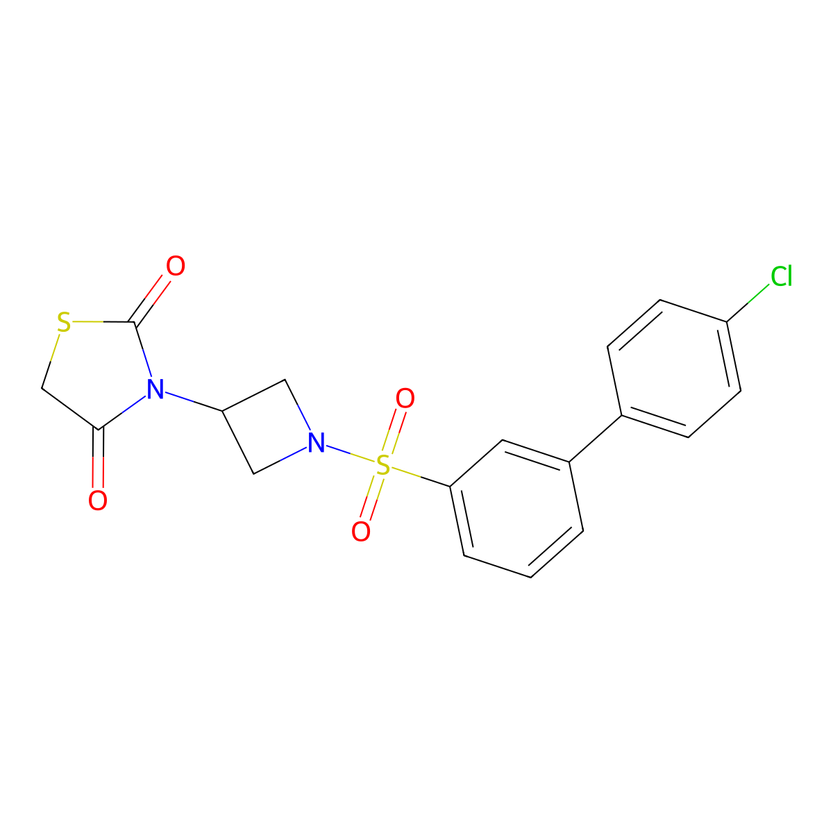 3-(1-((4'-Chloro-[1,1'-biphenyl]-3-yl)sulfonyl)azetidin-3-yl)thiazolidine-2,4-dione molecular structure, CAS 1798639-37-8