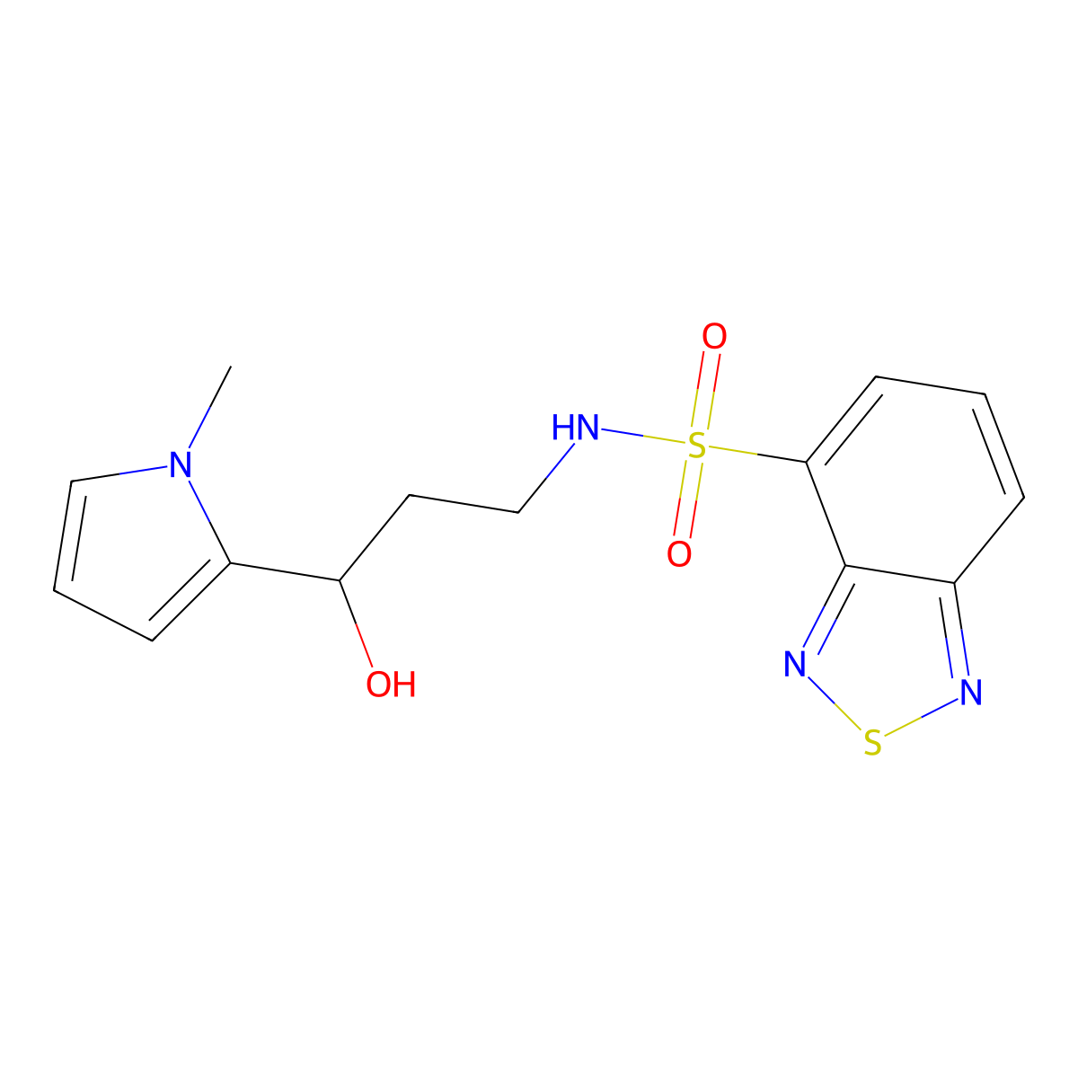 N-(3-hydroxy-3-(1-methyl-1H-pyrrol-2-yl)propyl)benzo[c][1,2,5]thiadiazole-4-sulfonamide molecular structure, CAS 1798639-62-9
