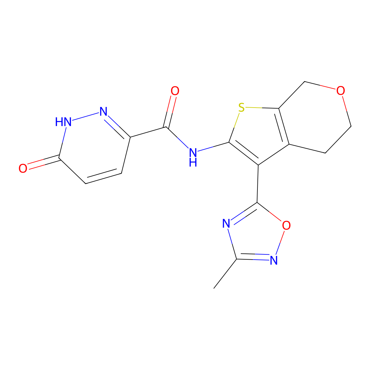 N-(3-(3-methyl-1,2,4-oxadiazol-5-yl)-5,7-dihydro-4H-thieno[2,3-c]pyran-2-yl)-6-oxo-1,6-dihydropyridazine-3-carboxamide molecular structure, CAS 1798639-80-1