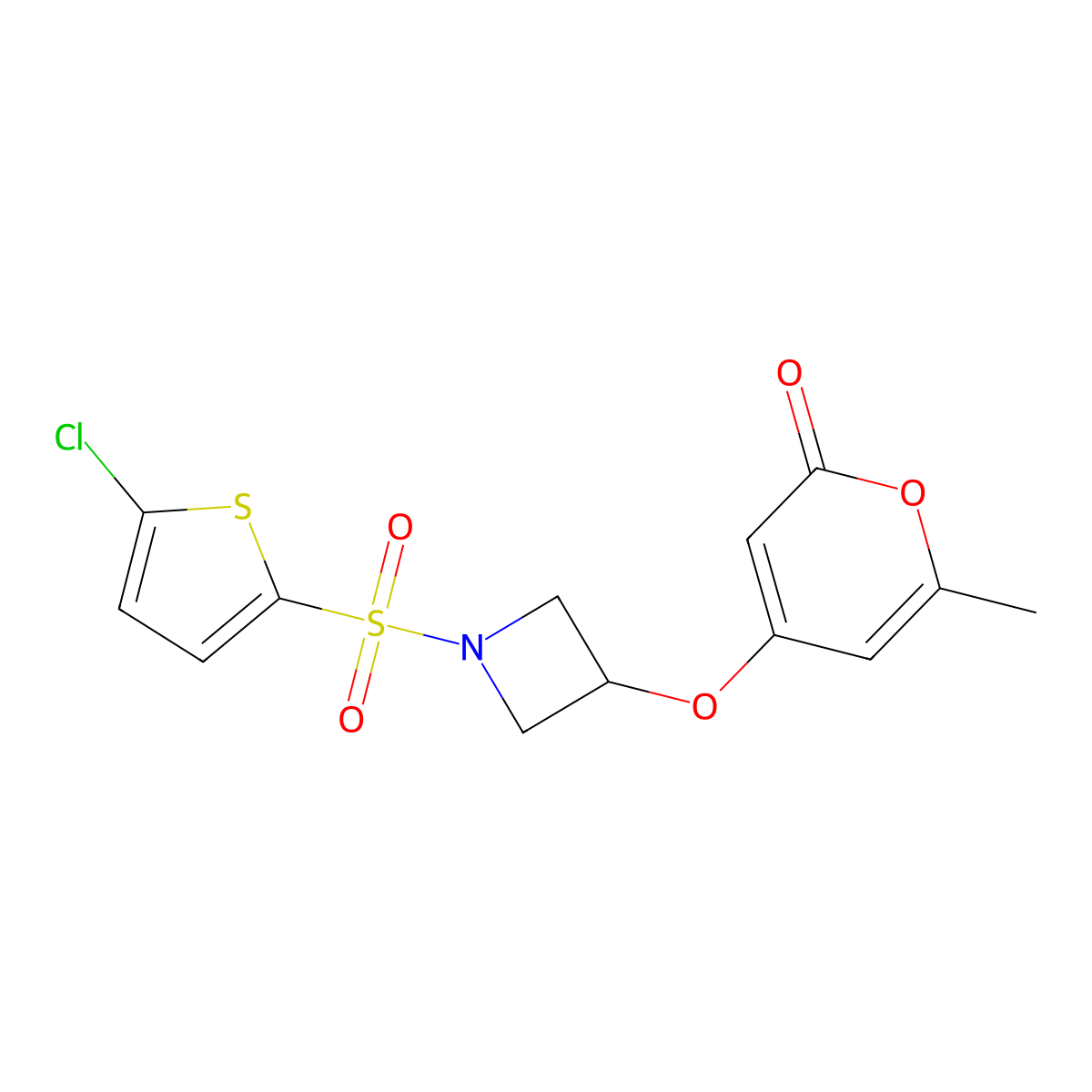 4-((1-((5-chlorothiophen-2-yl)sulfonyl)azetidin-3-yl)oxy)-6-methyl-2H-pyran-2-one molecular structure, CAS 1798639-84-5