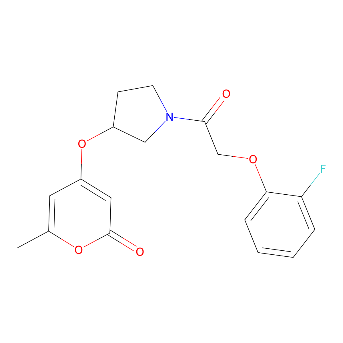 4-((1-(2-(2-fluorophenoxy)acetyl)pyrrolidin-3-yl)oxy)-6-methyl-2H-pyran-2-one molecular structure, CAS 1798639-89-0