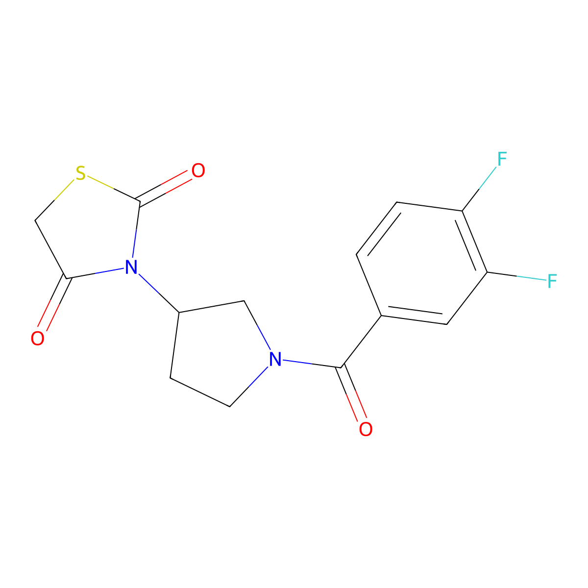 3-(1-(3,4-Difluorobenzoyl)pyrrolidin-3-yl)thiazolidine-2,4-dione molecular structure, CAS 1798640-50-2