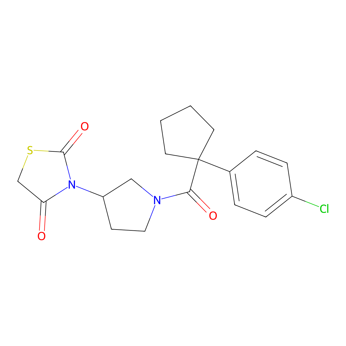 3-(1-(1-(4-Chlorophenyl)cyclopentanecarbonyl)pyrrolidin-3-yl)thiazolidine-2,4-dione molecular structure, CAS 1798640-54-6