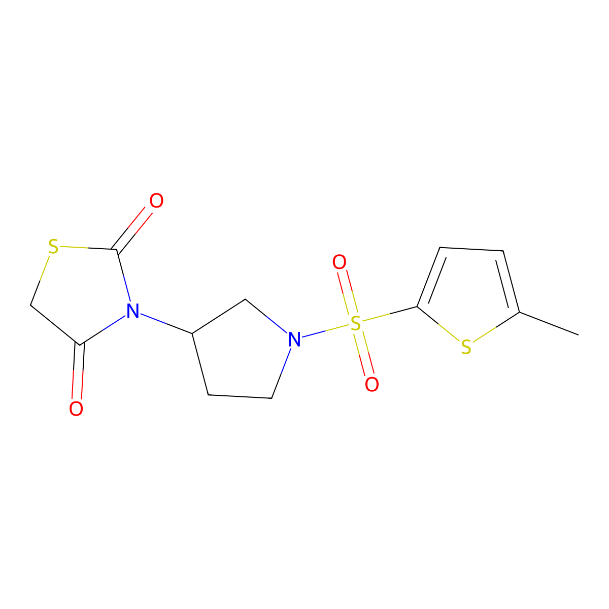 3-(1-((5-Methylthiophen-2-yl)sulfonyl)pyrrolidin-3-yl)thiazolidine-2,4-dione molecular structure, CAS 1798640-62-6