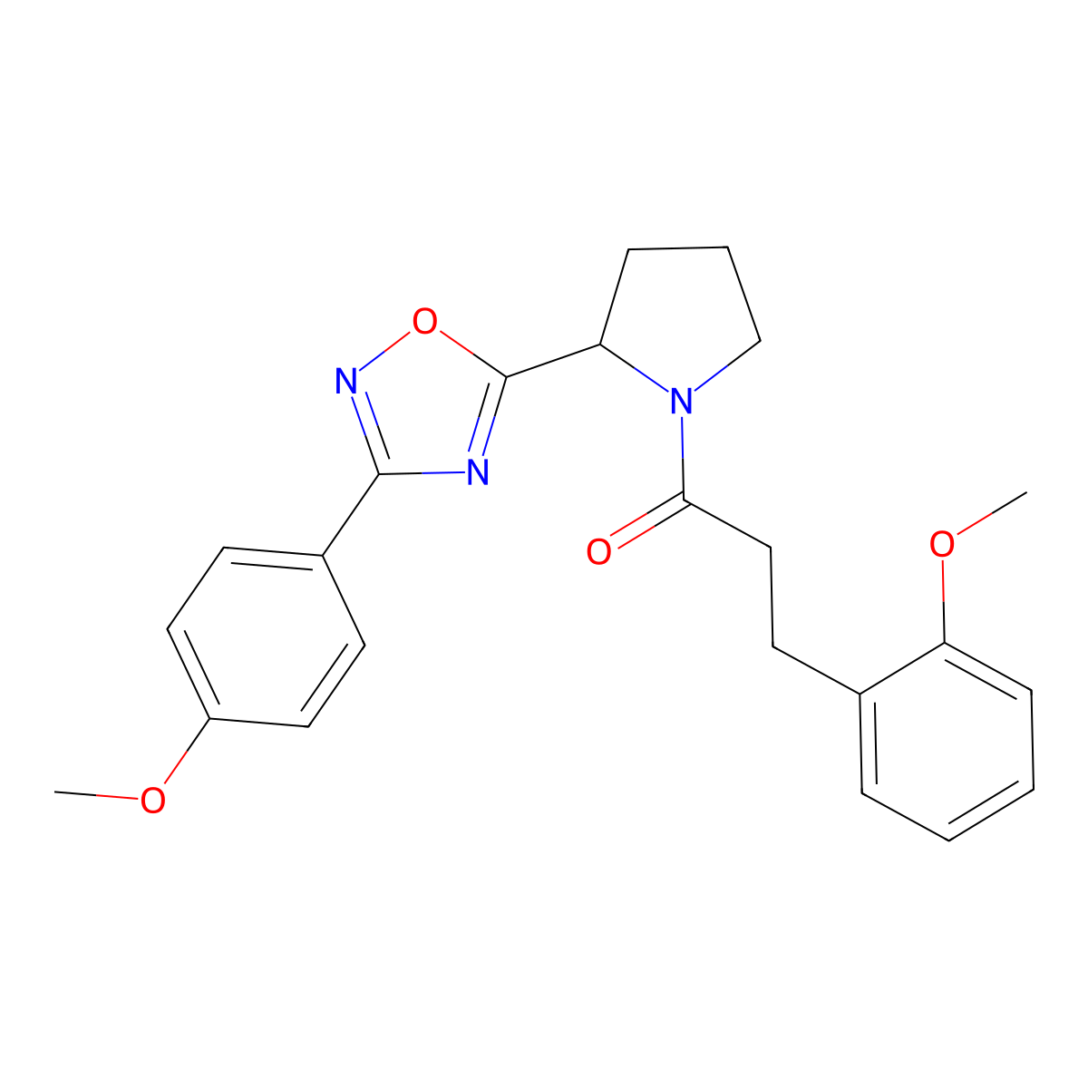 3-(4-Methoxyphenyl)-5-{1-[3-(2-methoxyphenyl)propanoyl]pyrrolidin-2-yl}-1,2,4-oxadiazole molecular structure, CAS 1798659-35-4