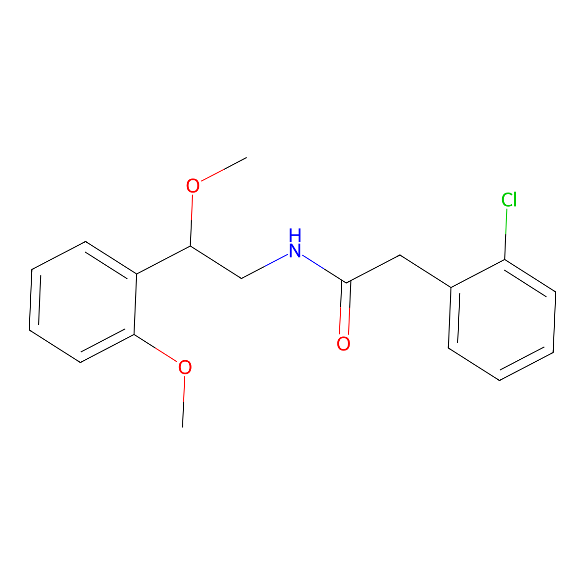 2-(2-chlorophenyl)-N-[2-methoxy-2-(2-methoxyphenyl)ethyl]acetamide molecular structure, CAS 1798659-39-8