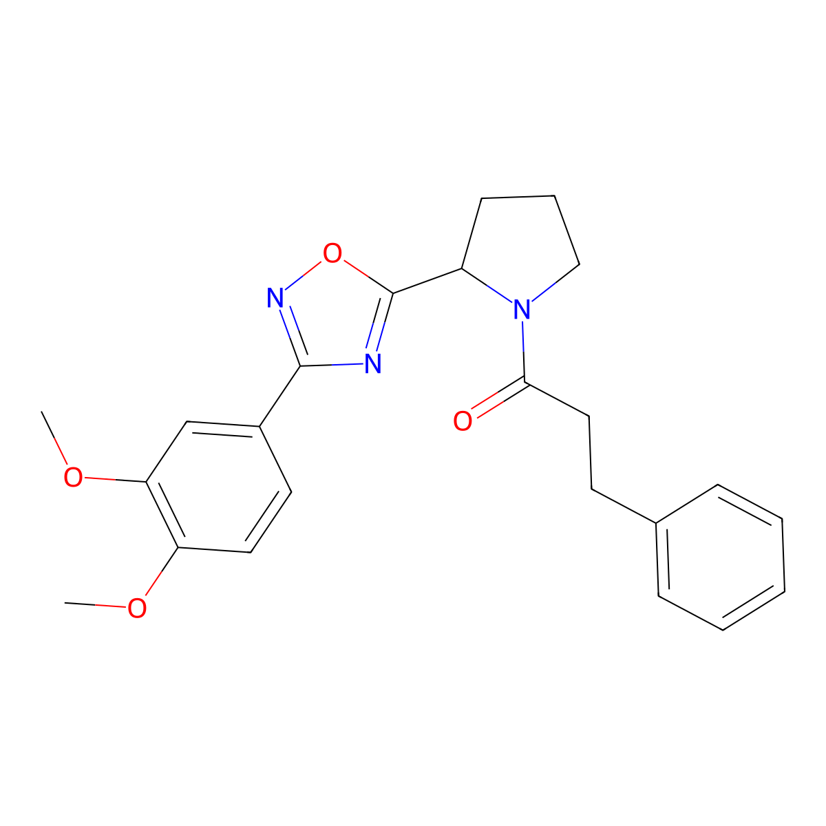 3-(3,4-Dimethoxyphenyl)-5-[1-(3-phenylpropanoyl)pyrrolidin-2-yl]-1,2,4-oxadiazole molecular structure, CAS 1798659-42-3