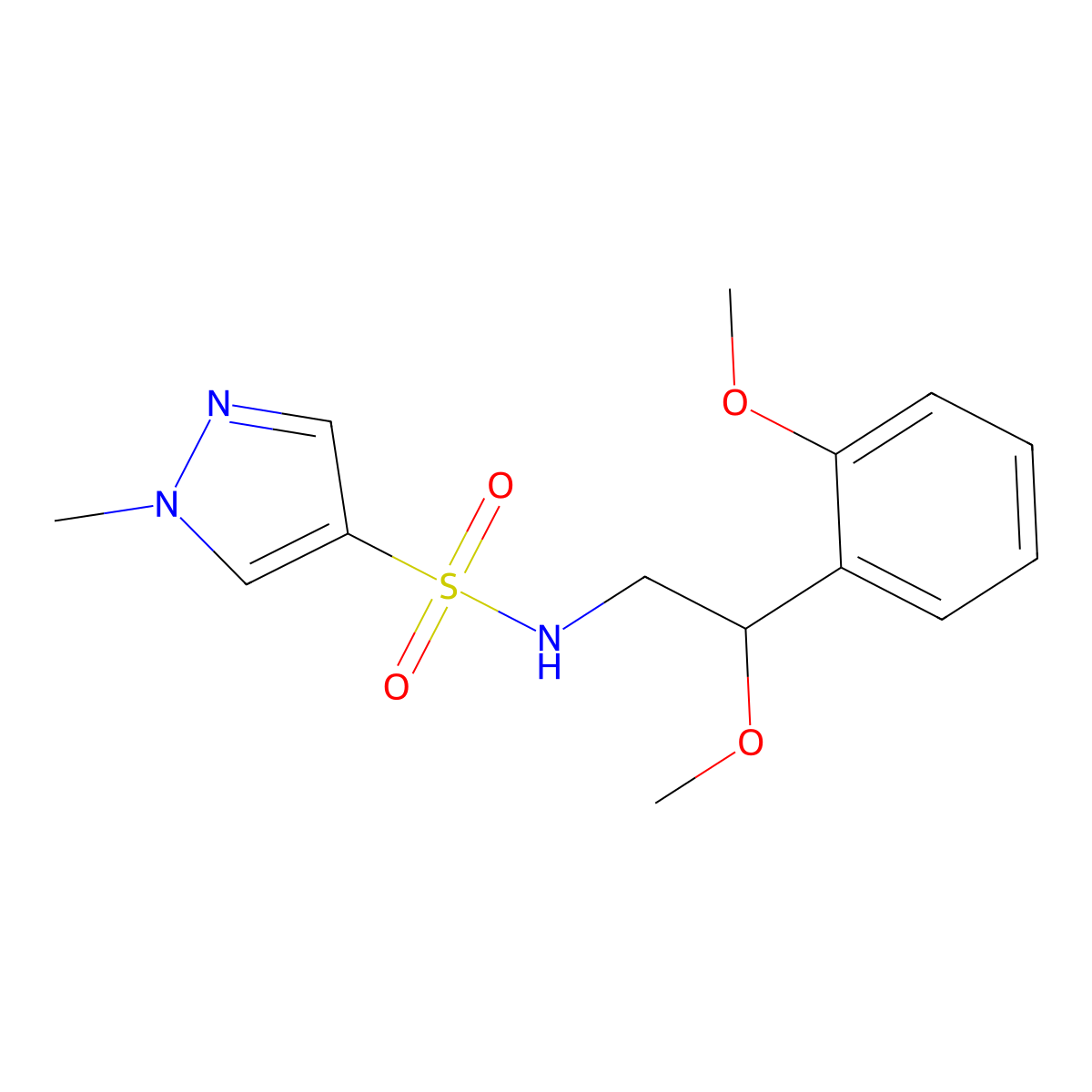 N-[2-methoxy-2-(2-methoxyphenyl)ethyl]-1-methyl-1H-pyrazole-4-sulfonamide molecular structure, CAS 1798659-53-6