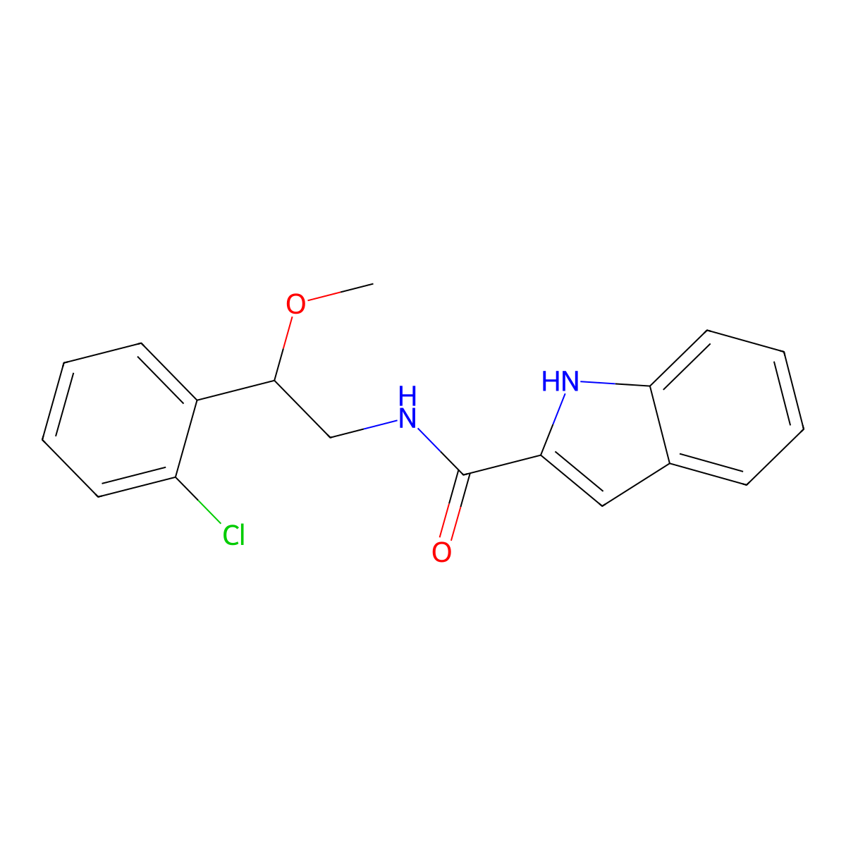 N-[2-(2-chlorophenyl)-2-methoxyethyl]-1H-indole-2-carboxamide molecular structure, CAS 1798659-65-0