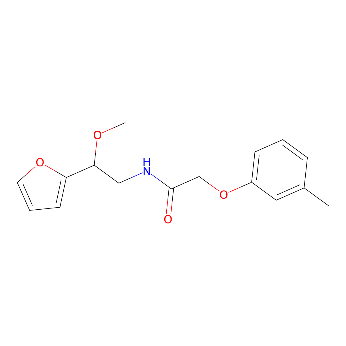 N-(2-(furan-2-yl)-2-methoxyethyl)-2-(m-tolyloxy)acetamide molecular structure, CAS 1798660-00-0