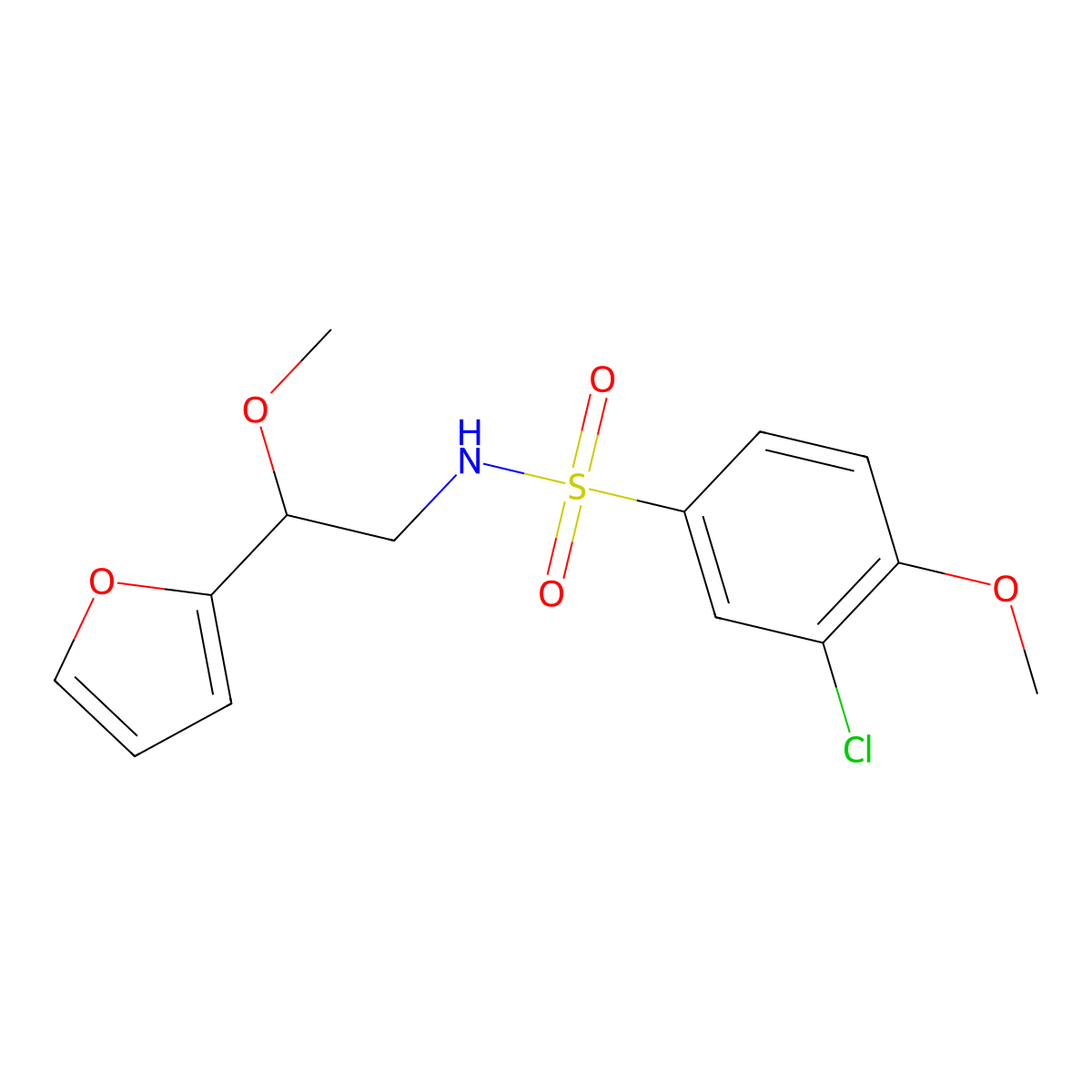 3-chloro-N-(2-(furan-2-yl)-2-methoxyethyl)-4-methoxybenzenesulfonamide molecular structure, CAS 1798660-14-6