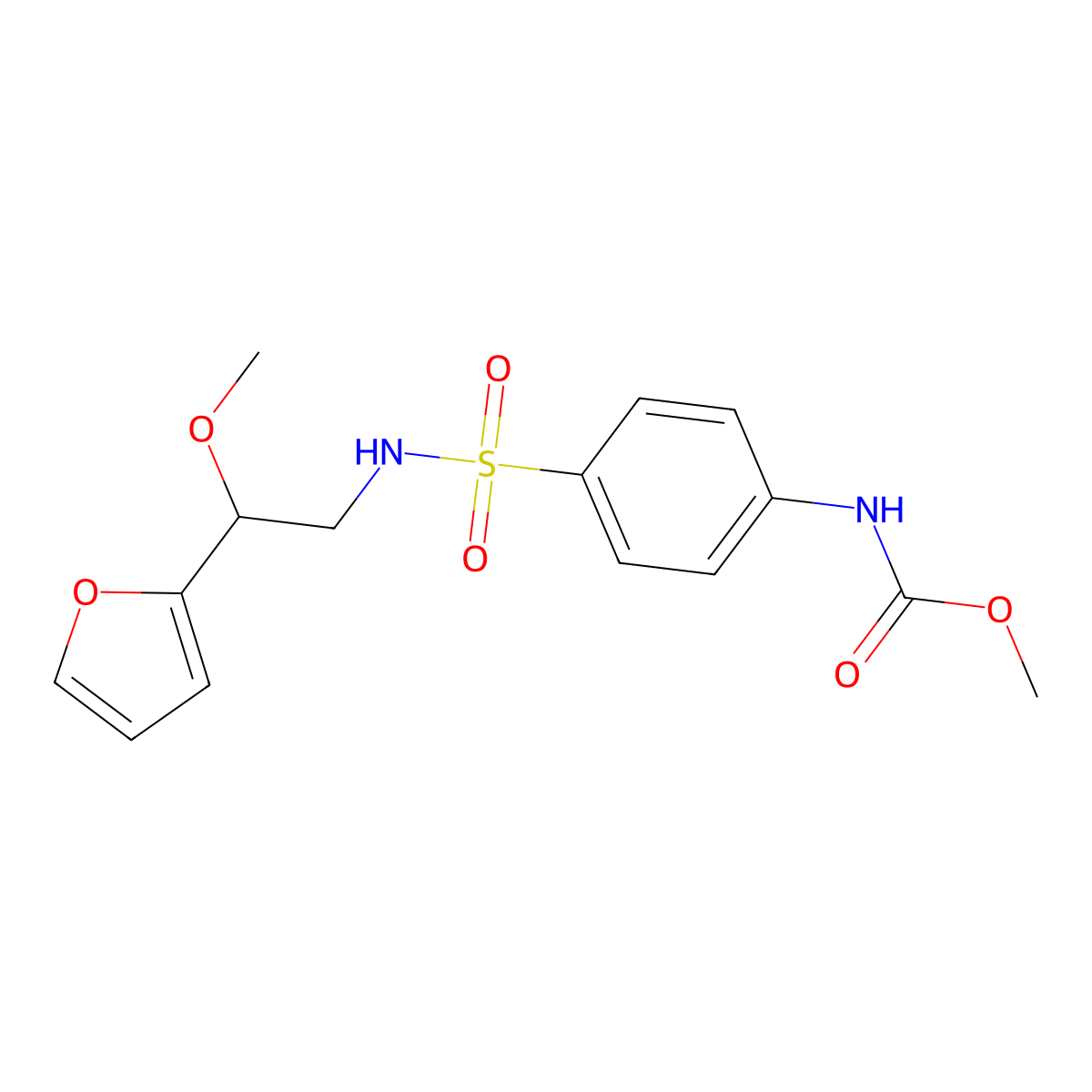 methyl (4-(N-(2-(furan-2-yl)-2-methoxyethyl)sulfamoyl)phenyl)carbamate molecular structure, CAS 1798660-21-5