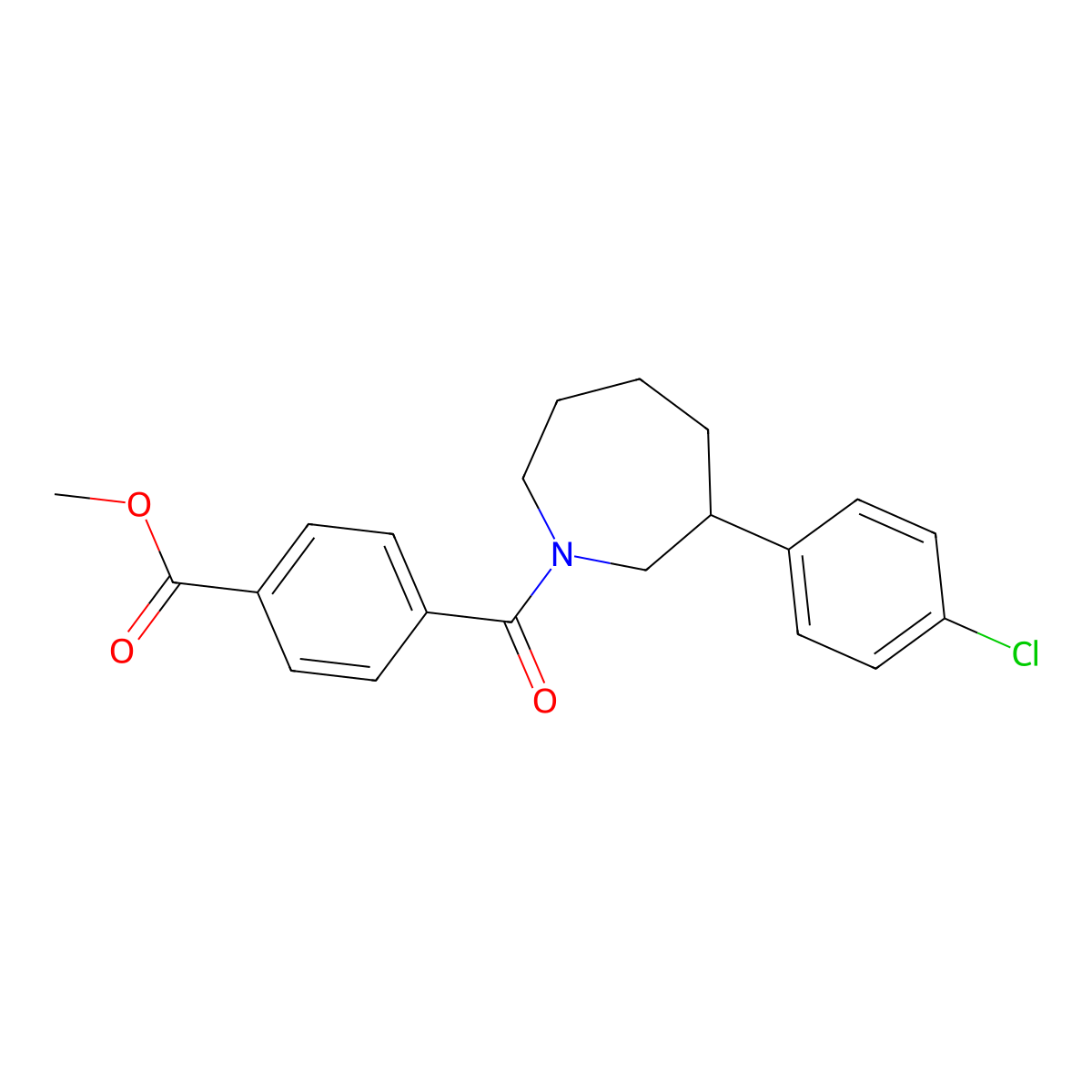 Methyl 4-[3-(4-chlorophenyl)azepane-1-carbonyl]benzoate molecular structure, CAS 1798660-60-2