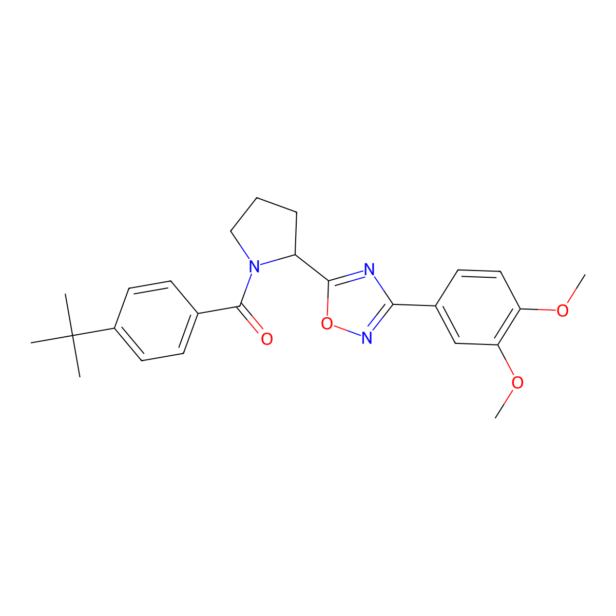 5-[1-(4-Tert-butylbenzoyl)pyrrolidin-2-yl]-3-(3,4-dimethoxyphenyl)-1,2,4-oxadiazole molecular structure, CAS 1798660-68-0