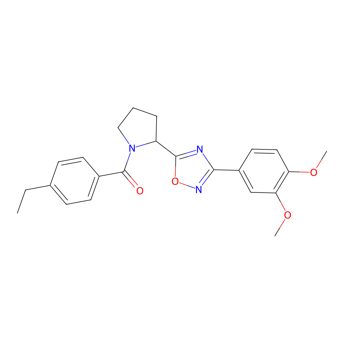 3-(3,4-Dimethoxyphenyl)-5-[1-(4-ethylbenzoyl)pyrrolidin-2-yl]-1,2,4-oxadiazole molecular structure, CAS 1798660-75-9
