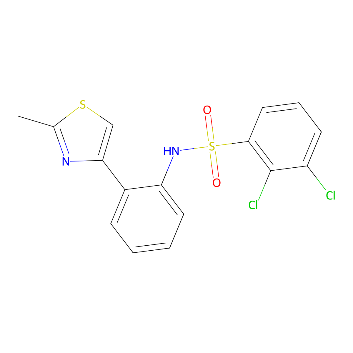 2,3-dichloro-N-(2-(2-methylthiazol-4-yl)phenyl)benzenesulfonamide molecular structure, CAS 1798661-21-8