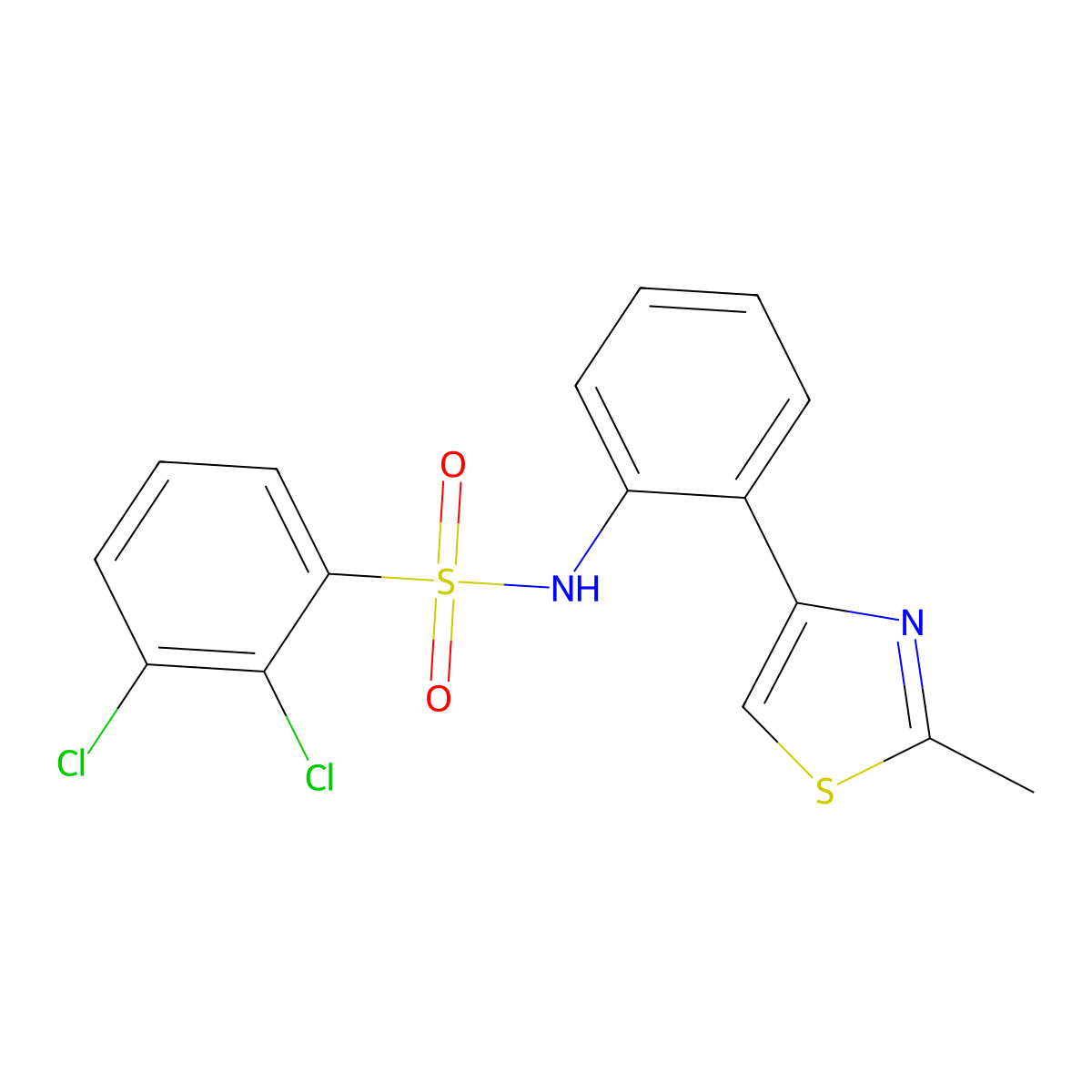 2,3-dichloro-N-(2-(2-methylthiazol-4-yl)phenyl)benzenesulfonamide molecular structure, CAS 1798661-21-8