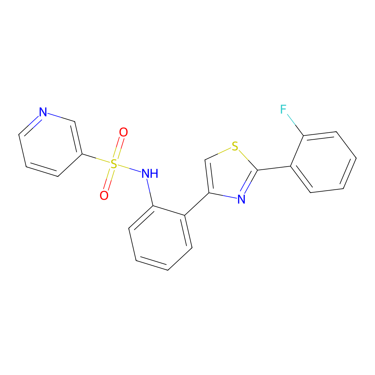 N-(2-(2-(2-fluorophenyl)thiazol-4-yl)phenyl)pyridine-3-sulfonamide molecular structure, CAS 1798661-36-5