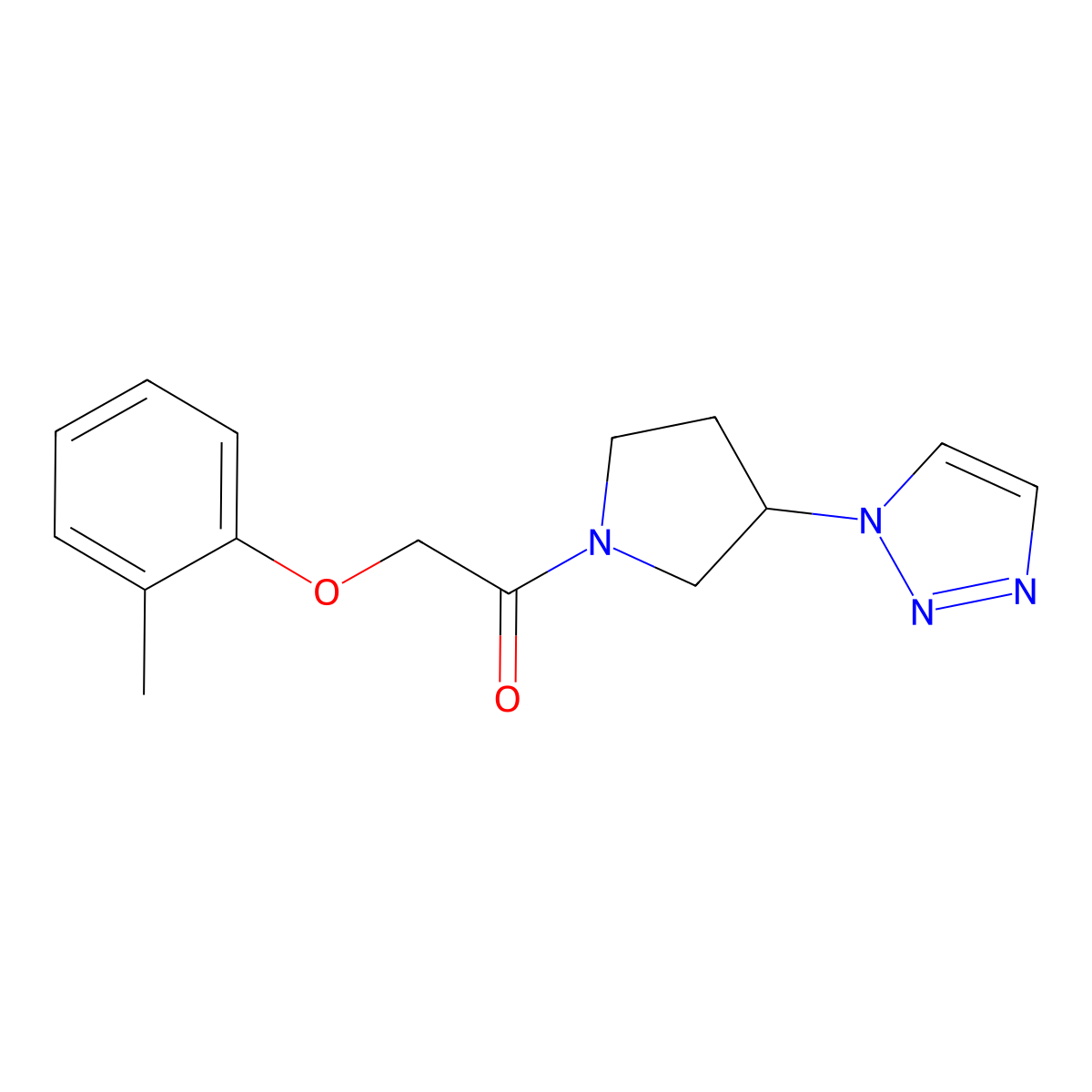 1-(3-(1H-1,2,3-triazol-1-yl)pyrrolidin-1-yl)-2-(o-tolyloxy)ethanone molecular structure, CAS 1798661-58-1