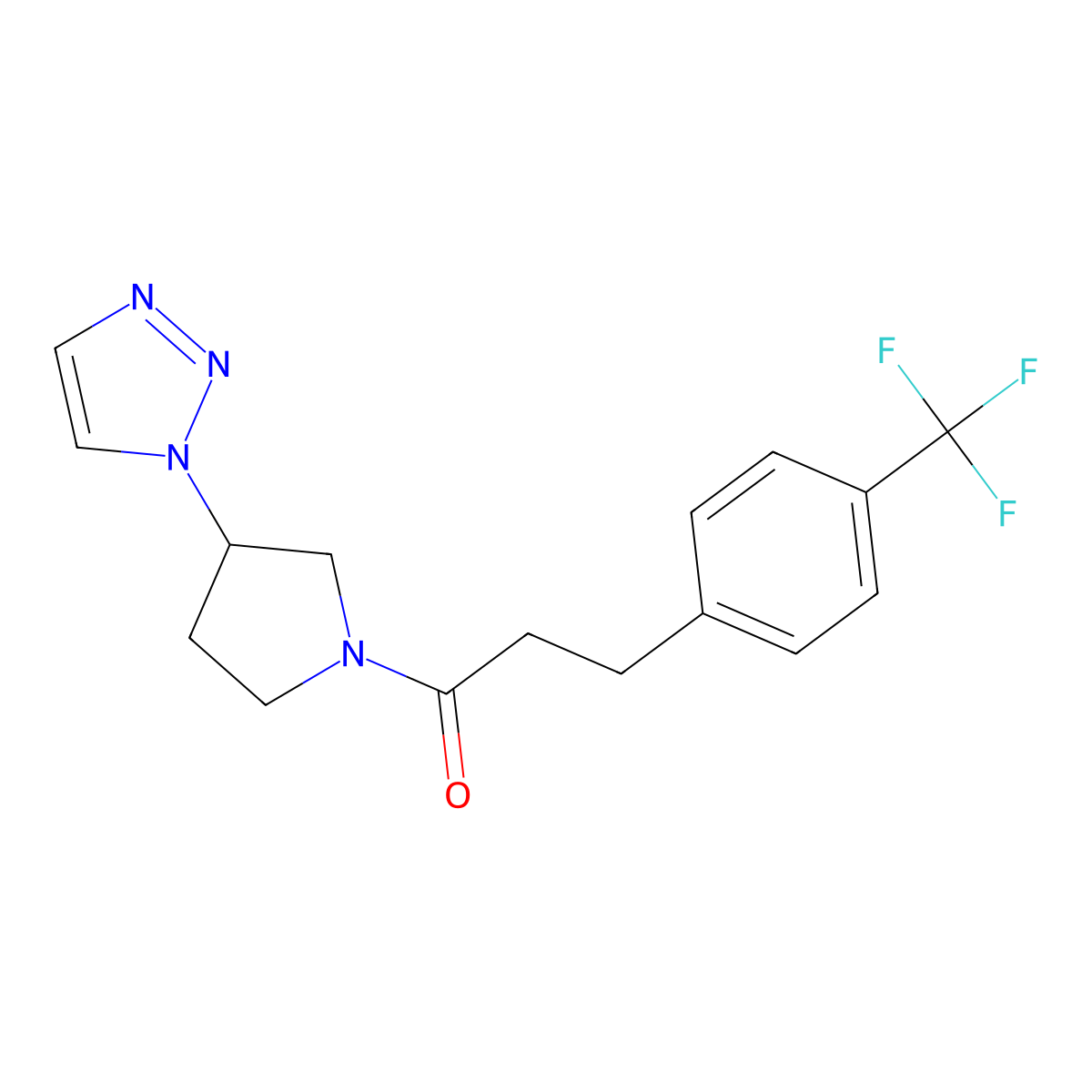 1-[3-(1H-1,2,3-triazol-1-yl)pyrrolidin-1-yl]-3-[4-(trifluoromethyl)phenyl]propan-1-one molecular structure, CAS 1798661-63-8