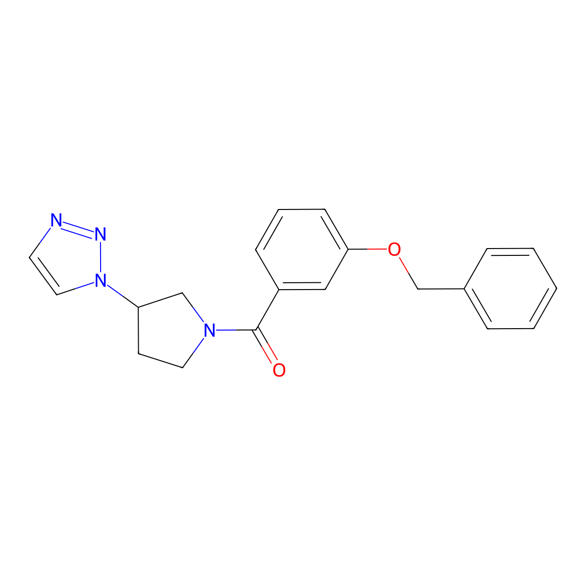 (3-(1H-1,2,3-triazol-1-yl)pyrrolidin-1-yl)(3-(benzyloxy)phenyl)methanone molecular structure, CAS 1798661-70-7