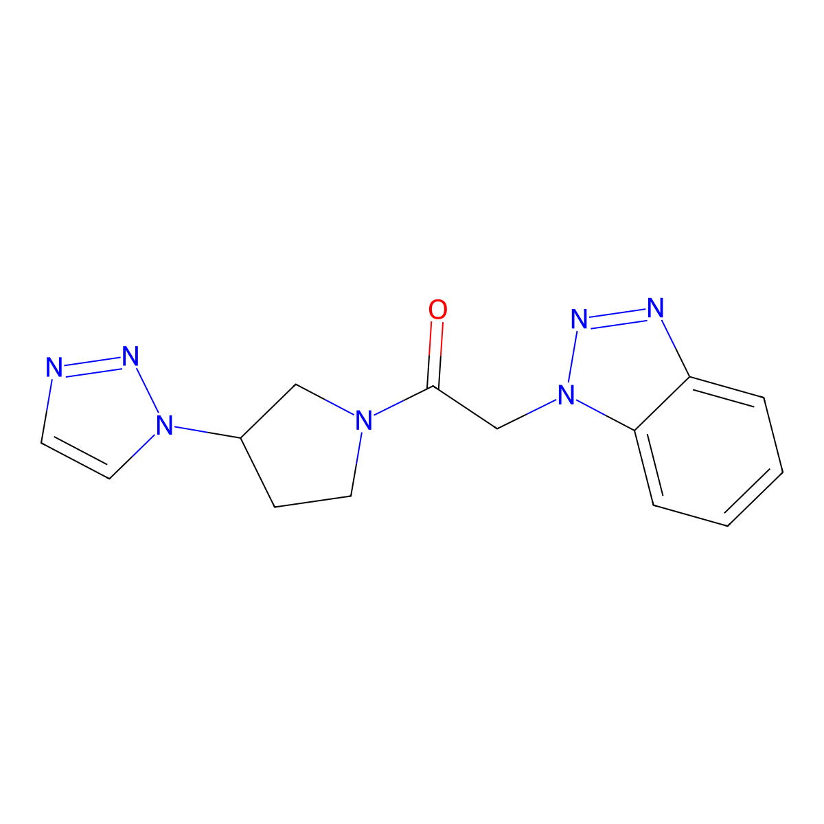 1-(3-(1H-1,2,3-triazol-1-yl)pyrrolidin-1-yl)-2-(1H-benzo[d][1,2,3]triazol-1-yl)ethanone molecular structure, CAS 1798661-76-3