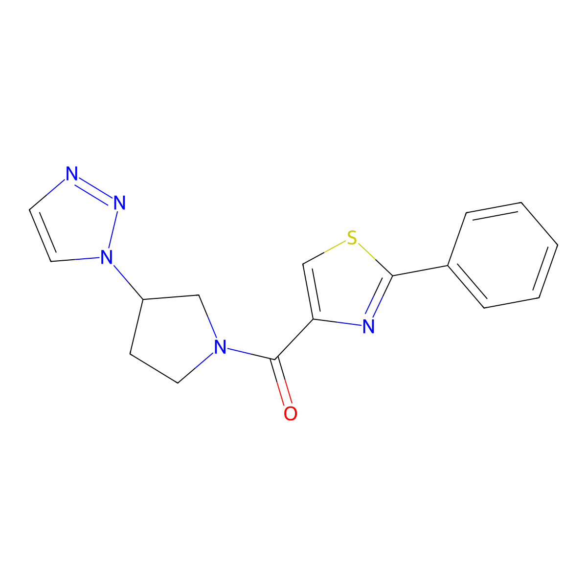 (3-(1H-1,2,3-triazol-1-yl)pyrrolidin-1-yl)(2-phenylthiazol-4-yl)methanone molecular structure, CAS 1798661-80-9