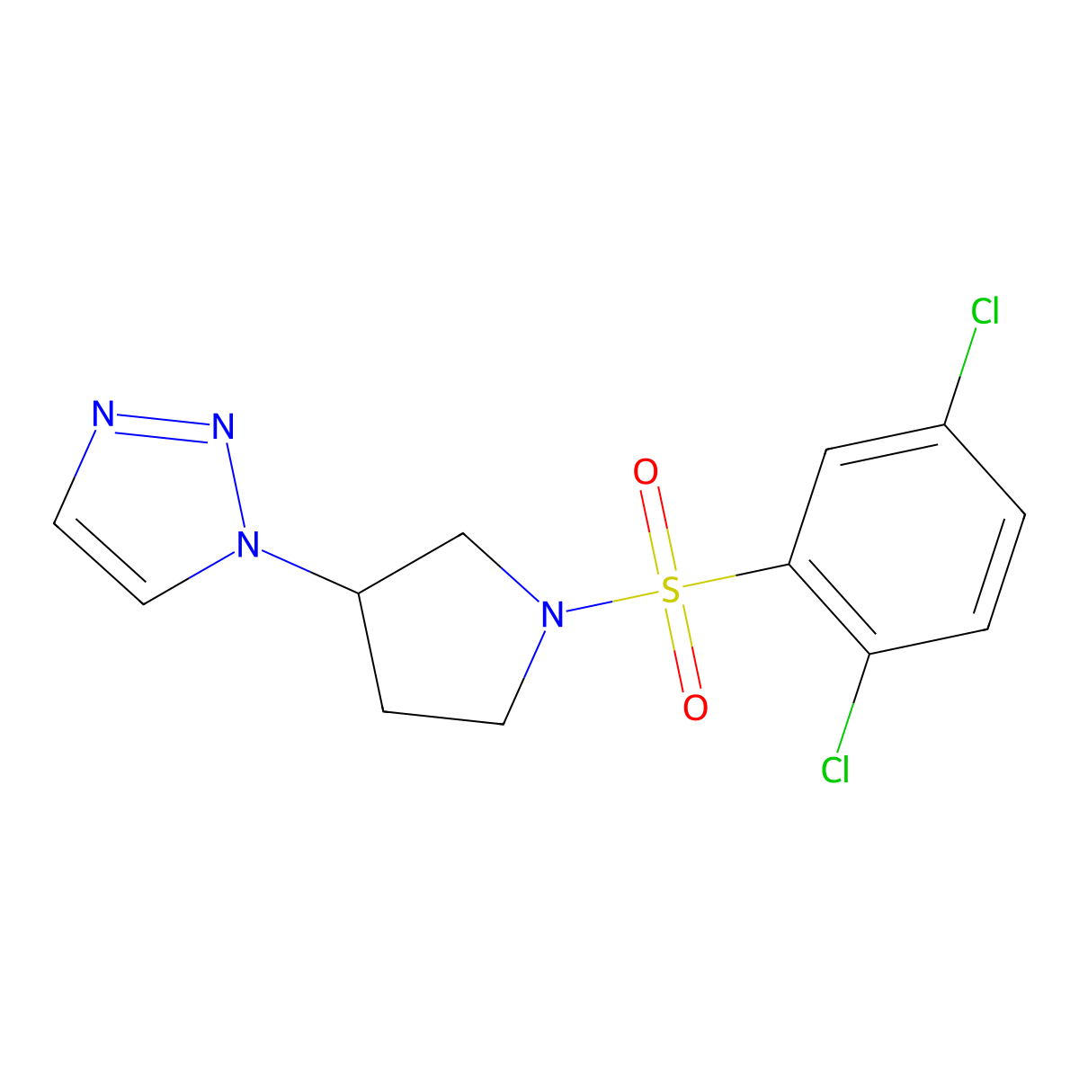 1-(1-((2,5-dichlorophenyl)sulfonyl)pyrrolidin-3-yl)-1H-1,2,3-triazole molecular structure, CAS 1798661-85-4
