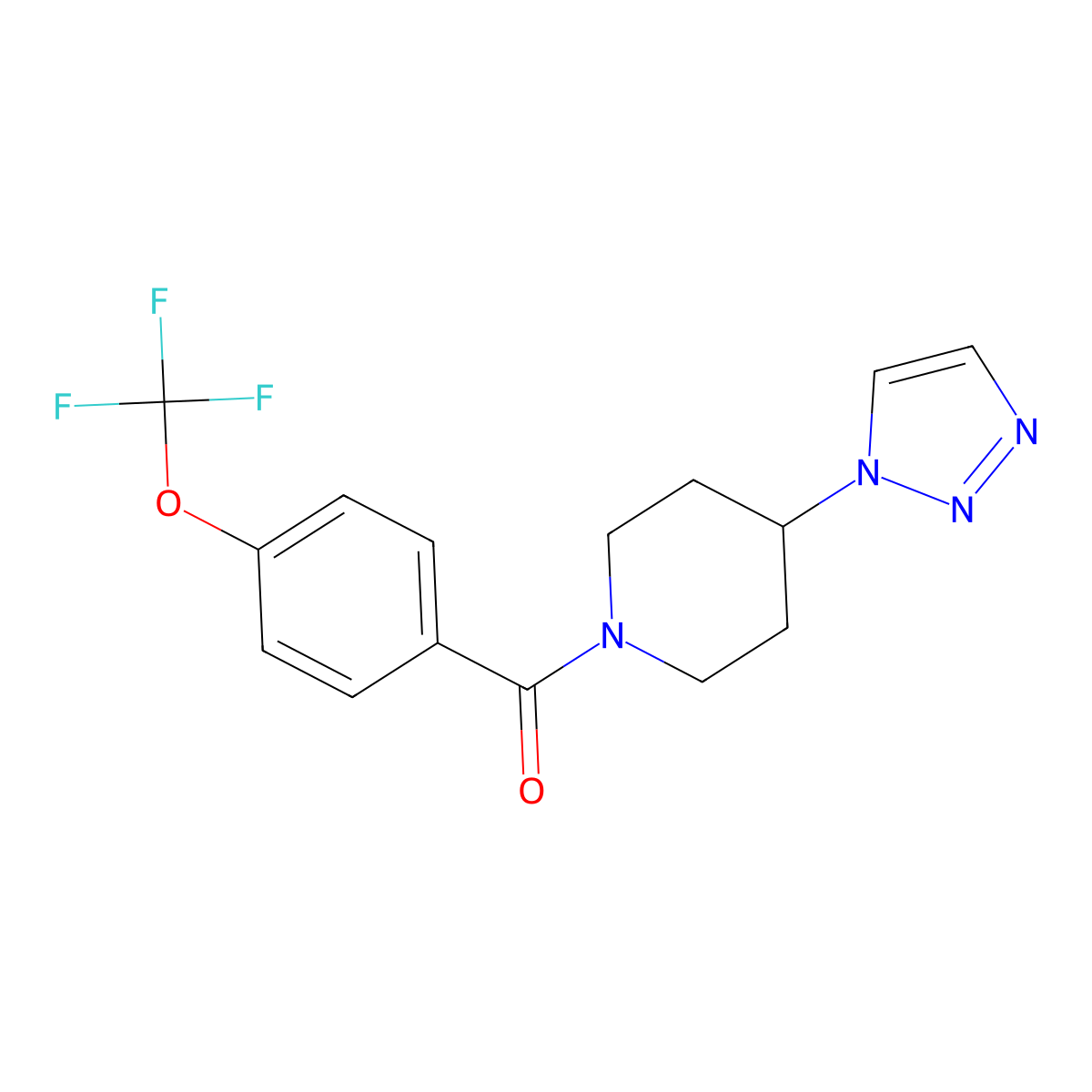 (4-(1H-1,2,3-triazol-1-yl)piperidin-1-yl)(4-(trifluoromethoxy)phenyl)methanone molecular structure, CAS 1798661-97-8