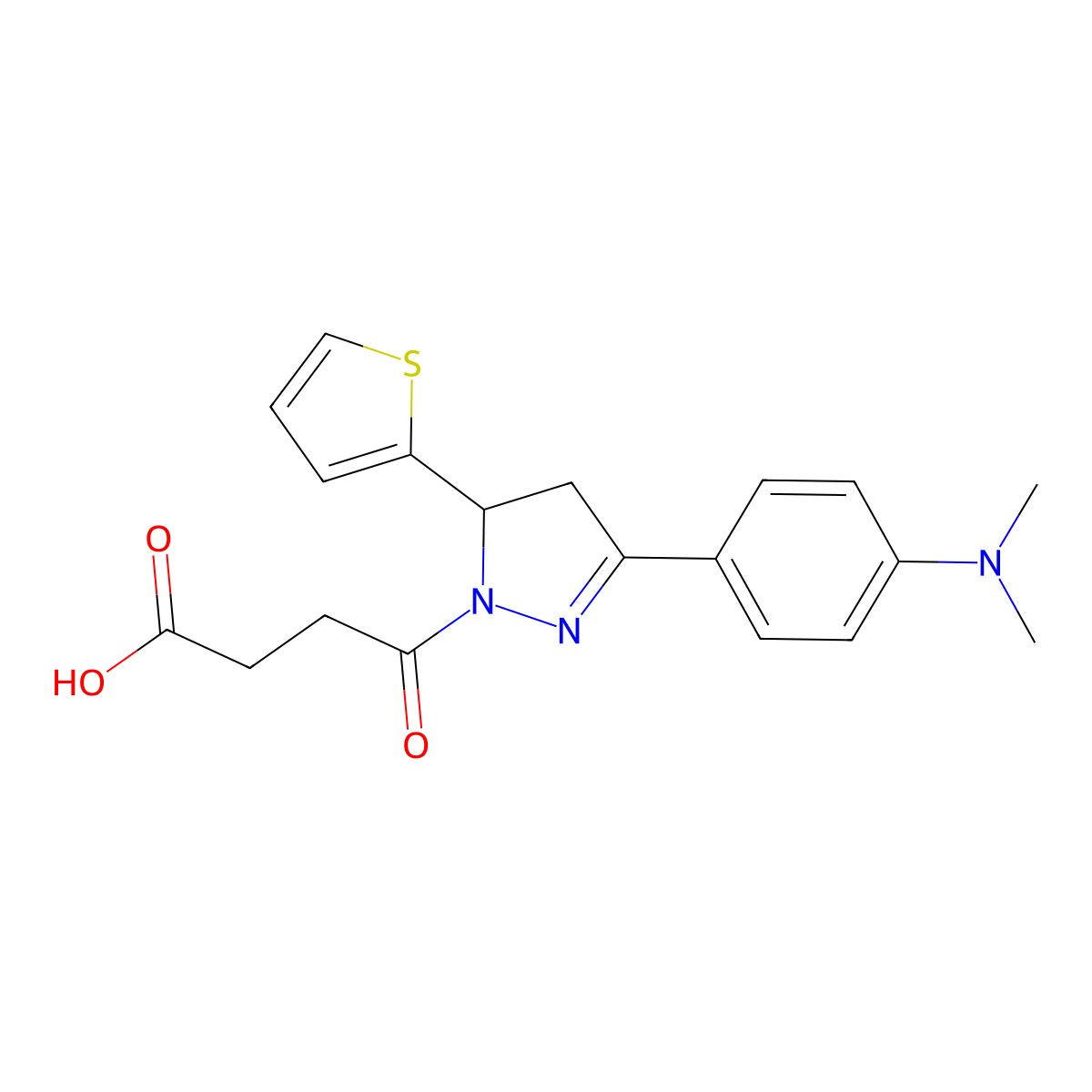4-{3-[4-(dimethylamino)phenyl]-5-(thiophen-2-yl)-4,5-dihydro-1H-pyrazol-1-yl}-4-oxobutanoic acid molecular structure, CAS 1798662-21-1