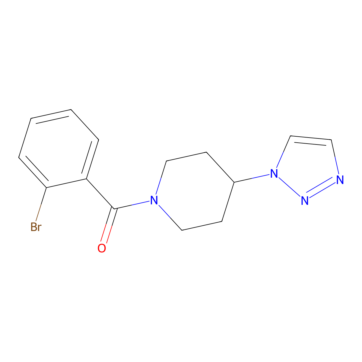 (4-(1H-1,2,3-triazol-1-yl)piperidin-1-yl)(2-bromophenyl)methanone molecular structure, CAS 1798662-27-7