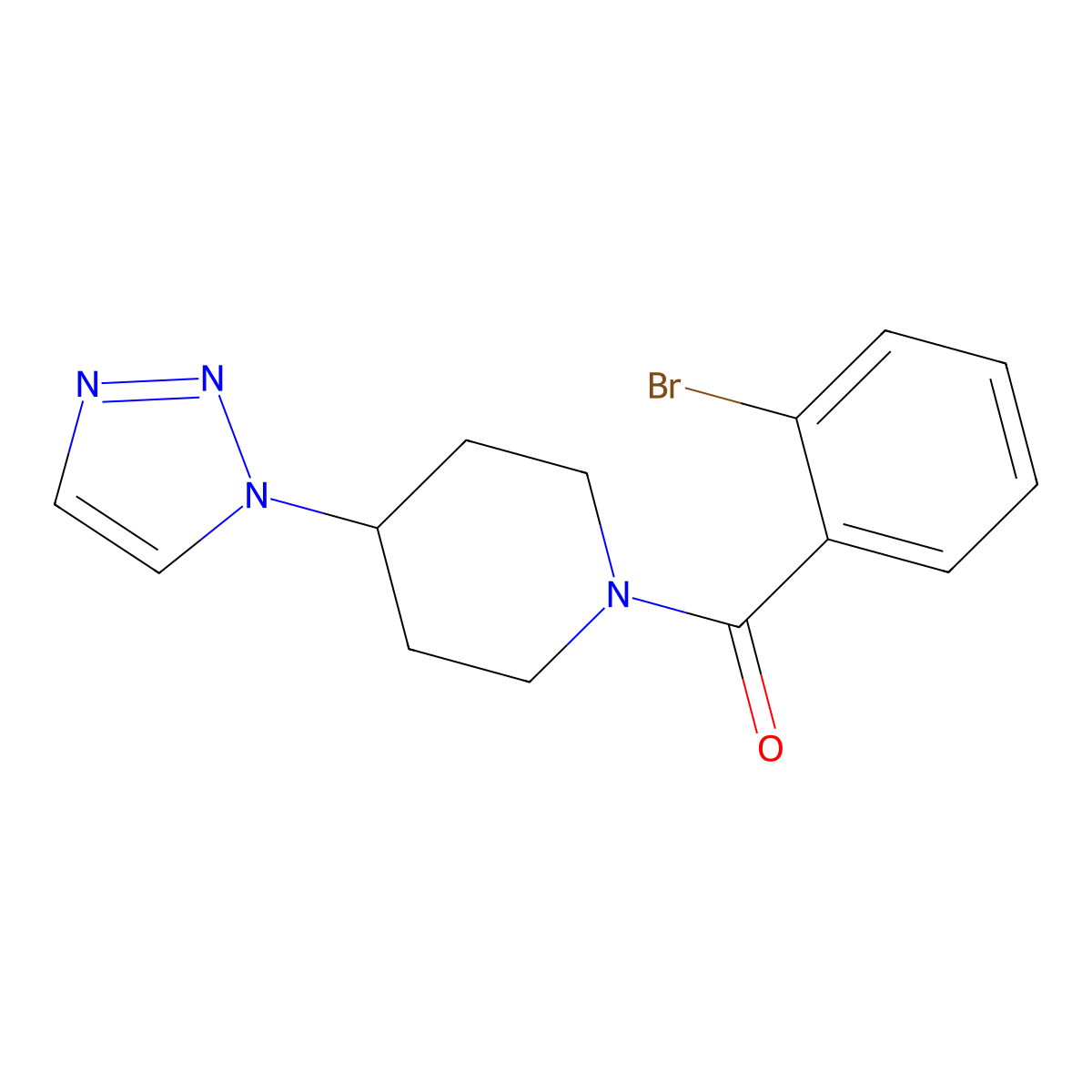 (4-(1H-1,2,3-triazol-1-yl)piperidin-1-yl)(2-bromophenyl)methanone molecular structure, CAS 1798662-27-7