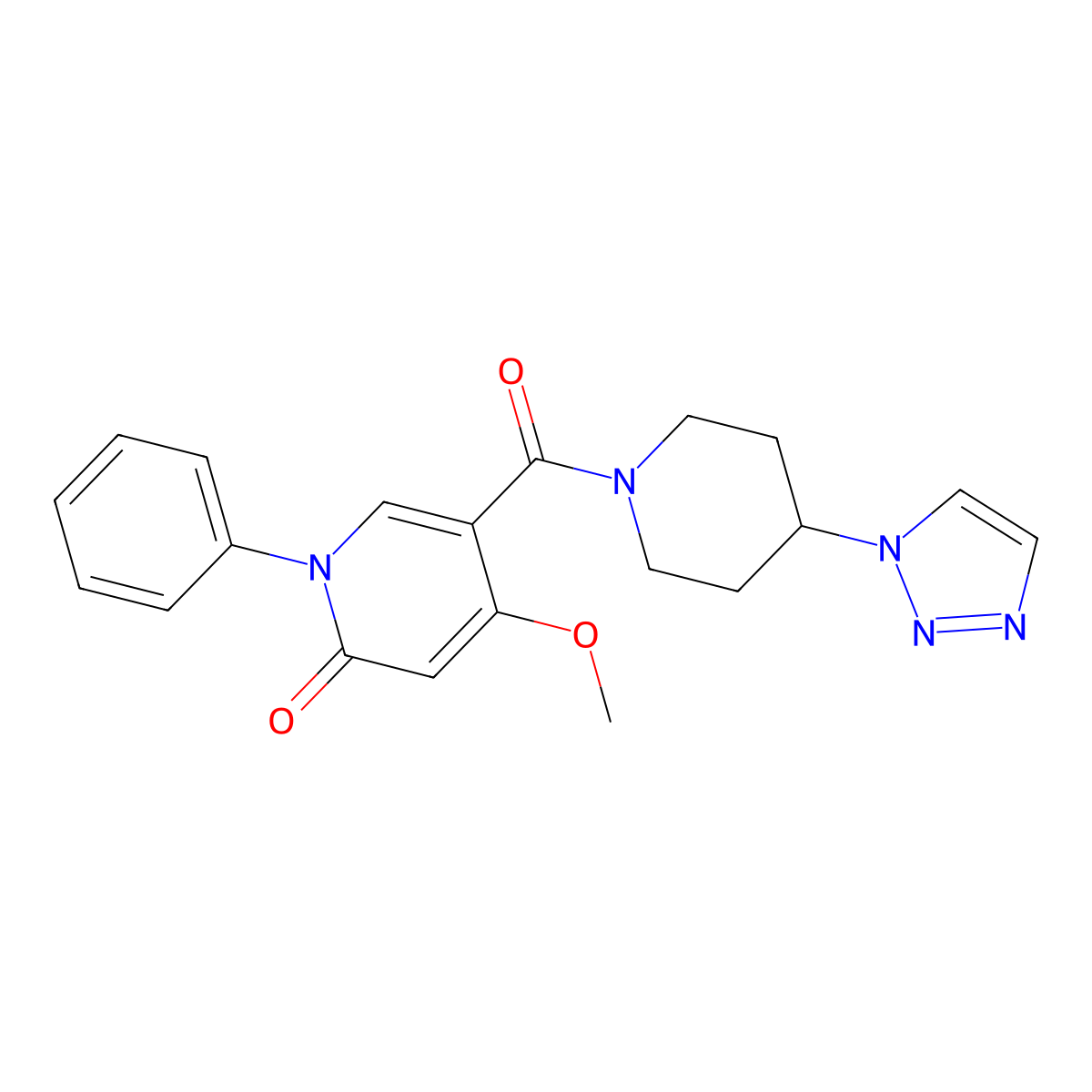 5-(4-(1H-1,2,3-triazol-1-yl)piperidine-1-carbonyl)-4-methoxy-1-phenylpyridin-2(1H)-one molecular structure, CAS 1798662-40-4