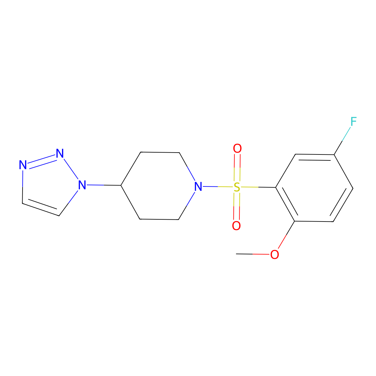 1-((5-fluoro-2-methoxyphenyl)sulfonyl)-4-(1H-1,2,3-triazol-1-yl)piperidine molecular structure, CAS 1798662-51-7