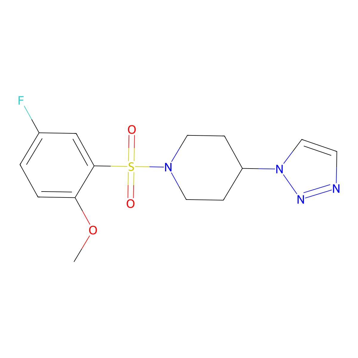 1-((5-fluoro-2-methoxyphenyl)sulfonyl)-4-(1H-1,2,3-triazol-1-yl)piperidine molecular structure, CAS 1798662-51-7